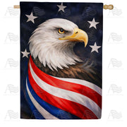 Patriotic Bald Eagle with American Flag Stars House Flag
