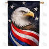 Patriotic Bald Eagle with American Flag Stars House Flag