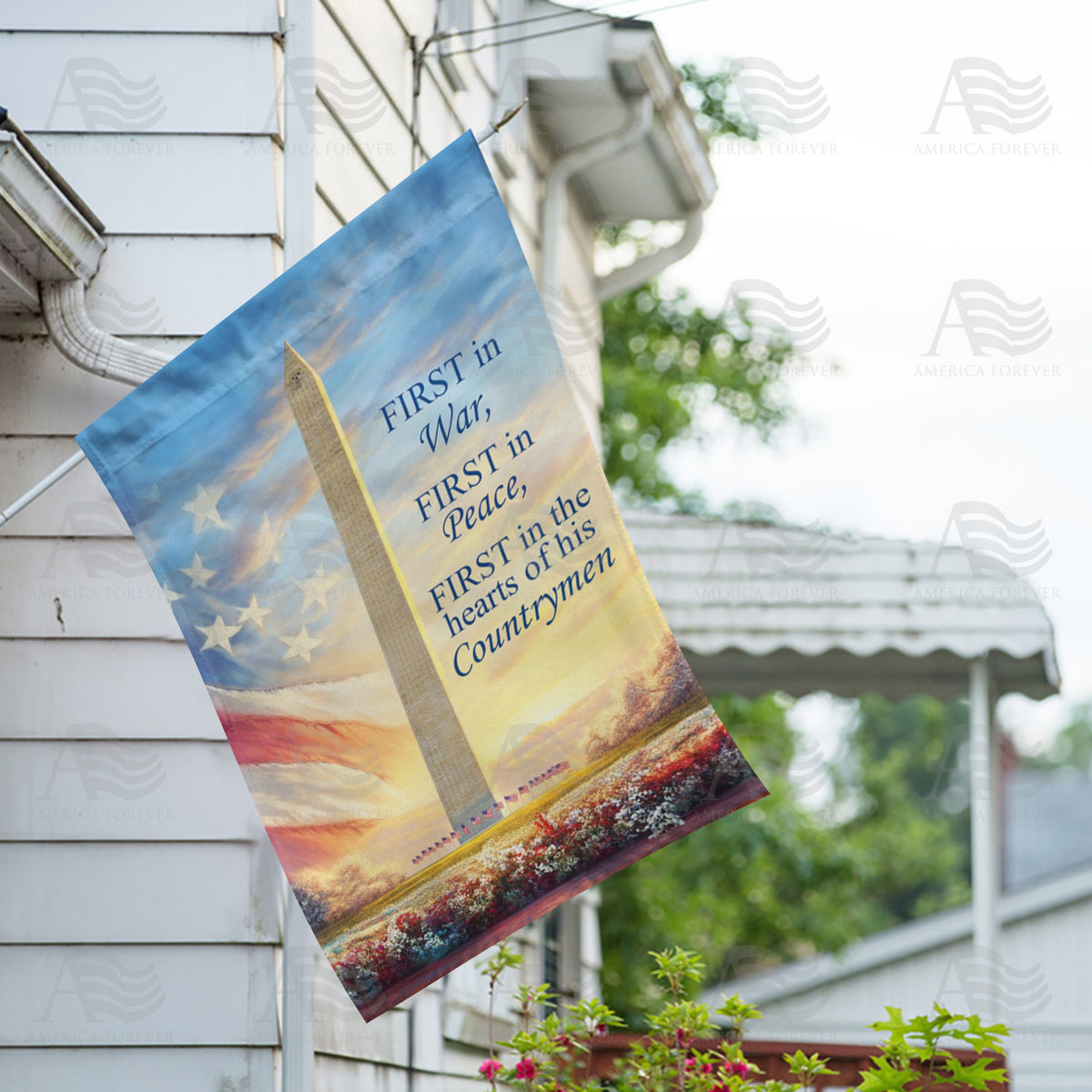 America Forever Washington Monument First in War Peace House Flag