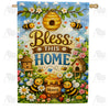 Bless This Home Honey Bees Floral House Flag
