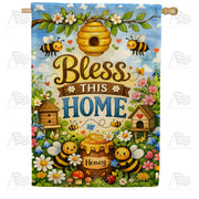 Bless This Home Honey Bees Floral House Flag