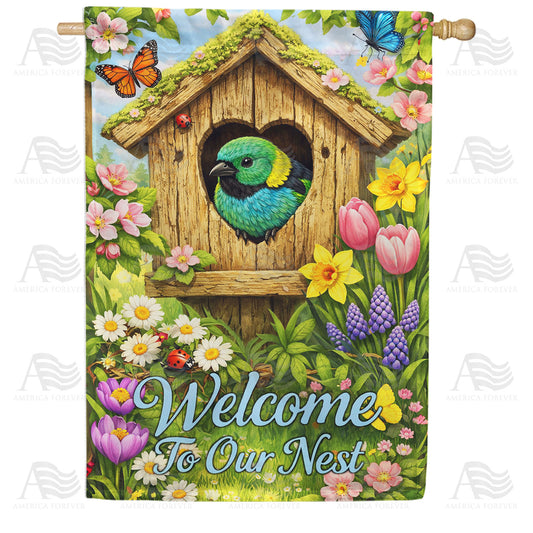  Welcome To Our Nest Spring Birdhouse House Flag