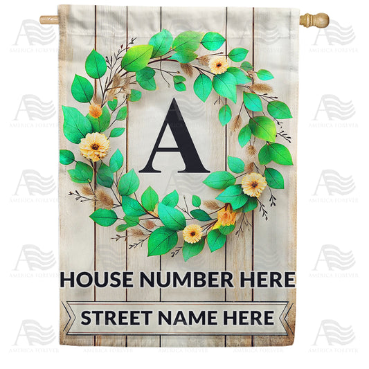 America Forever Personalized Monogram Spring Wreath House Flag