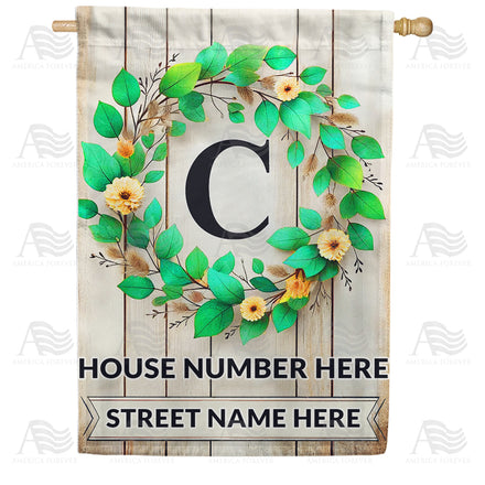 America Forever Personalized Monogram Spring Wreath House Flag