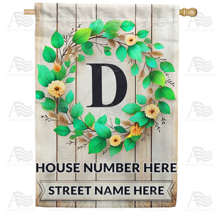 America Forever Personalized Monogram Spring Wreath House Flag