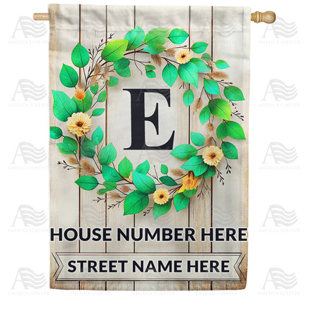 America Forever Personalized Monogram Spring Wreath House Flag