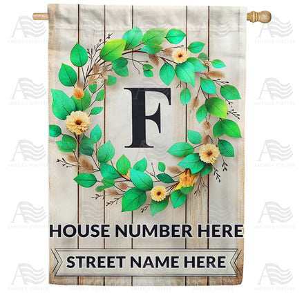 America Forever Personalized Monogram Spring Wreath House Flag