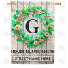 America Forever Personalized Monogram Spring Wreath House Flag