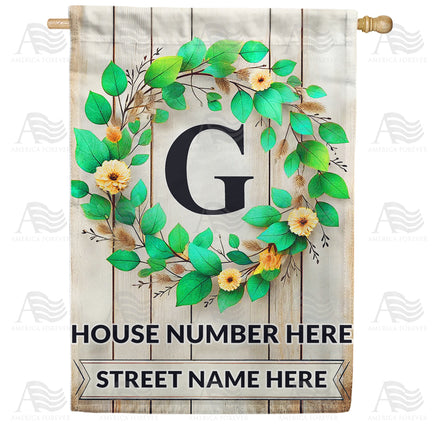 America Forever Personalized Monogram Spring Wreath House Flag