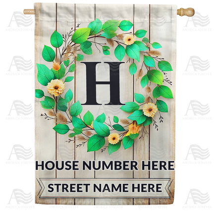 America Forever Personalized Monogram Spring Wreath House Flag