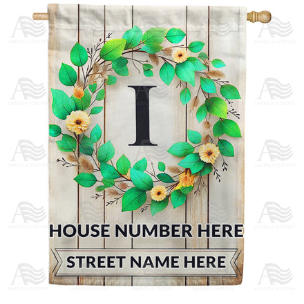 America Forever Personalized Monogram Spring Wreath House Flag