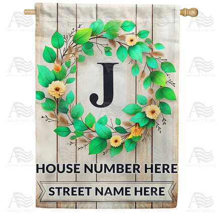 America Forever Personalized Monogram Spring Wreath House Flag