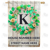 America Forever Personalized Monogram Spring Wreath House Flag
