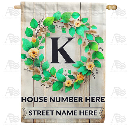 America Forever Personalized Monogram Spring Wreath House Flag