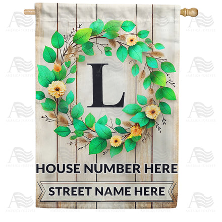 America Forever Personalized Monogram Spring Wreath House Flag