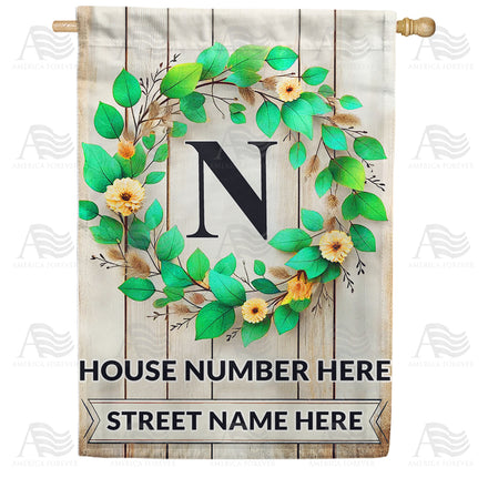 America Forever Personalized Monogram Spring Wreath House Flag