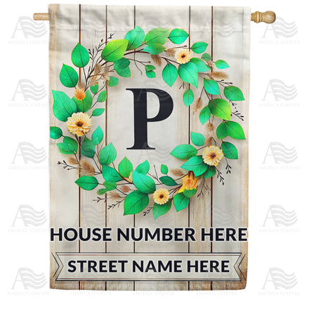 America Forever Personalized Monogram Spring Wreath House Flag