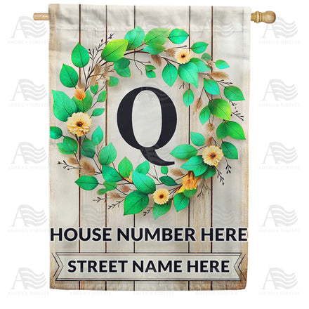 America Forever Personalized Monogram Spring Wreath House Flag