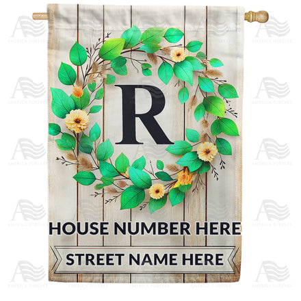 America Forever Personalized Monogram Spring Wreath House Flag
