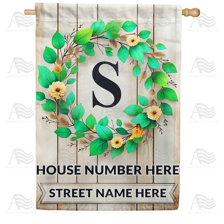 America Forever Personalized Monogram Spring Wreath House Flag