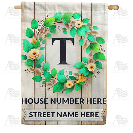 America Forever Personalized Monogram Spring Wreath House Flag
