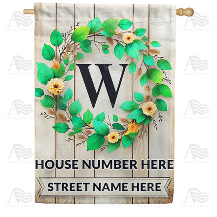 America Forever Personalized Monogram Spring Wreath House Flag