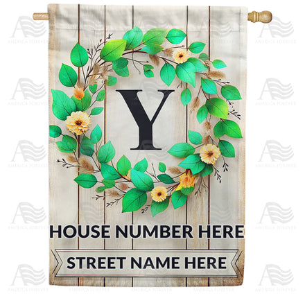 America Forever Personalized Monogram Spring Wreath House Flag