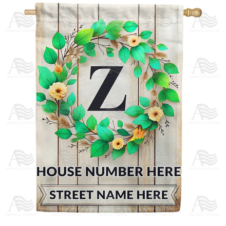 America Forever Personalized Monogram Spring Wreath House Flag