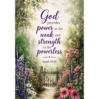 Isaiah 40:29 God Provides Power Floral Gate House Flag