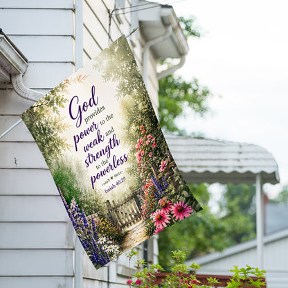 Isaiah 40:29 God Provides Power Floral Gate House Flag