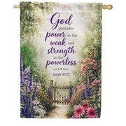 Isaiah 40:29 God Provides Power Floral Gate House Flag