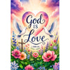 God Is Love Floral Doves Christian House Flag