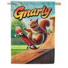 America Forever Gnarly Skateboarding Squirrel on Ramp House Flag