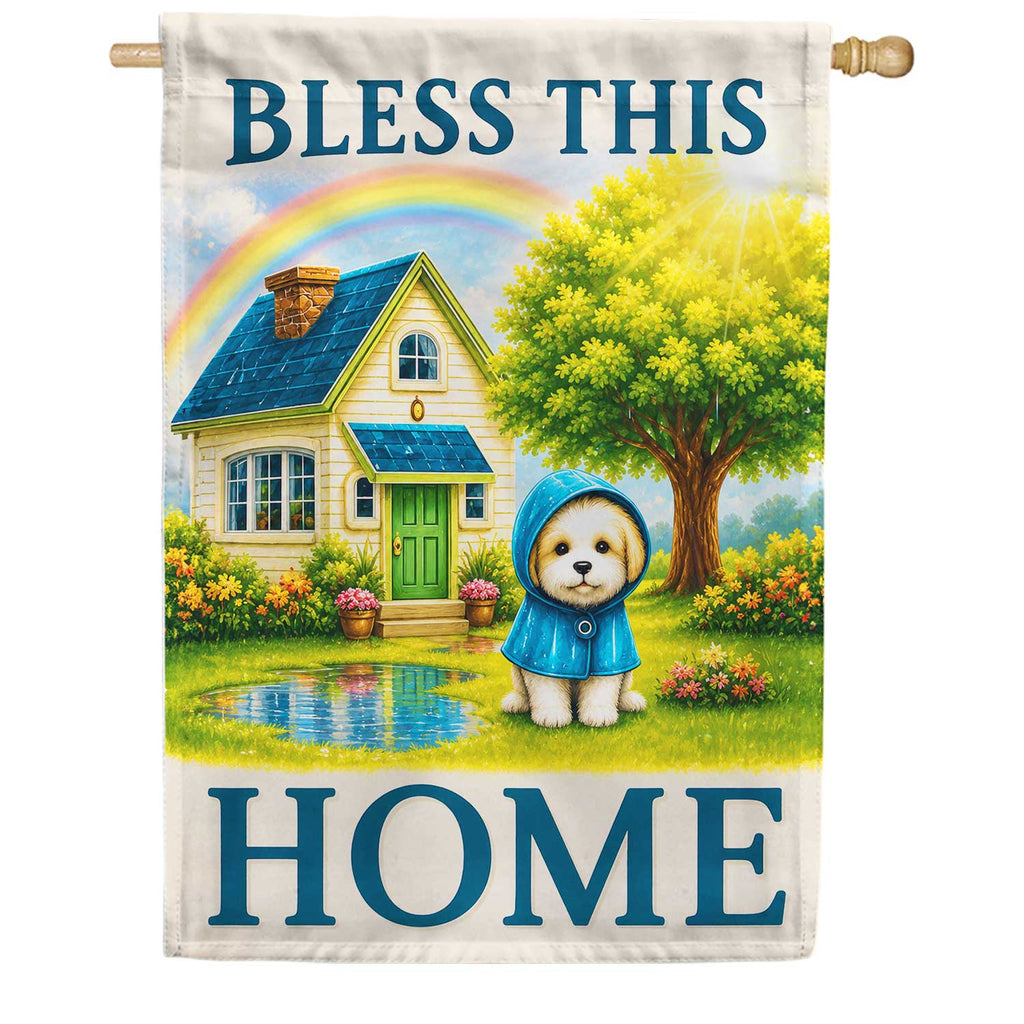 America Forever Bless This Home Puppy Raincoat Rainbow House Flag