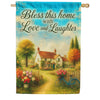 America Forever Bless This Home Love and Laughter Cottage House Flag