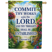 America Forever Proverbs 16:3 Commit Thy Works House Flag