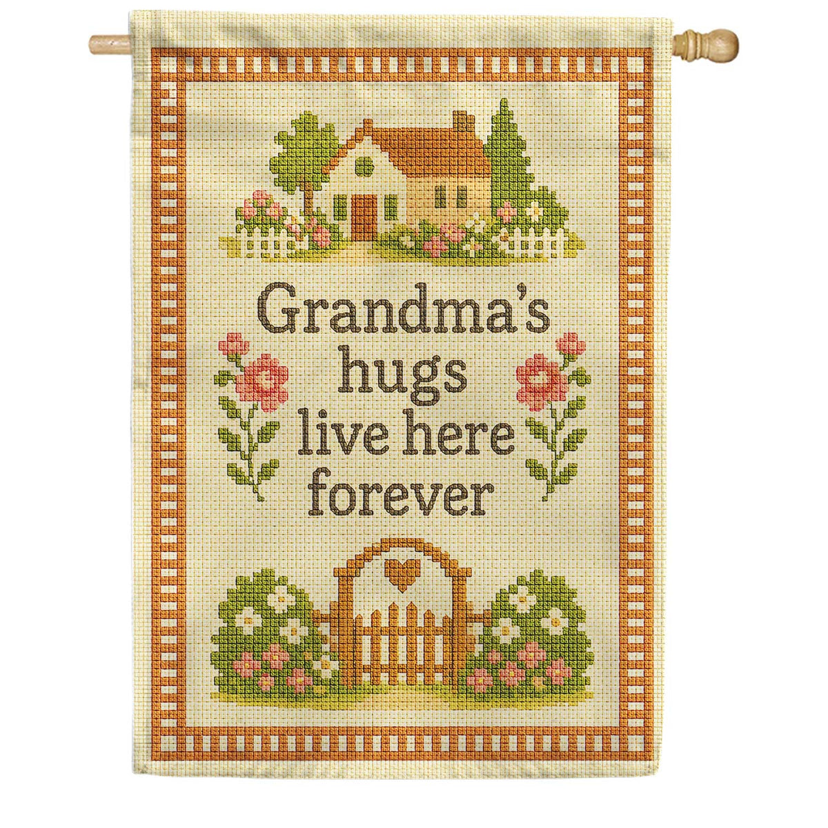 America Forever Grandma's Hugs Live Here Forever House Flag