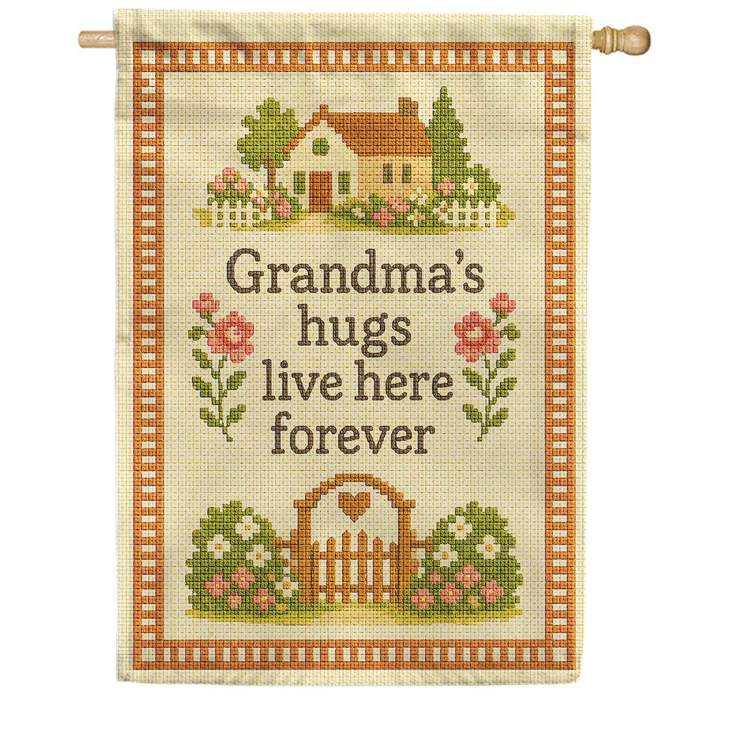 America Forever Grandma's Hugs Live Here Forever House Flag