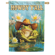 America Forever Howdy Y'all Cowboy Frog Lily Pond House Flag