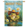 America Forever Howdy Y'all Cowboy Frog Lily Pond House Flag