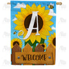 America Forever Sunflower Welcome Monogram House Flag