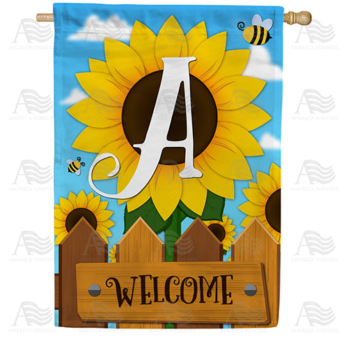 America Forever Sunflower Welcome Monogram House Flag