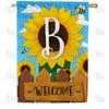 America Forever Sunflower Welcome Monogram House Flag