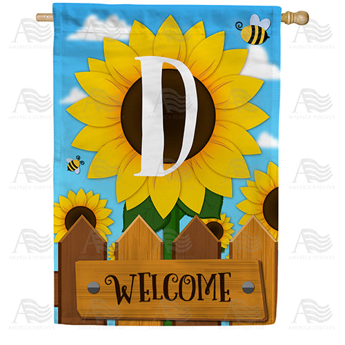 America Forever Sunflower Welcome Monogram House Flag