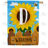 America Forever Sunflower Welcome Monogram House Flag