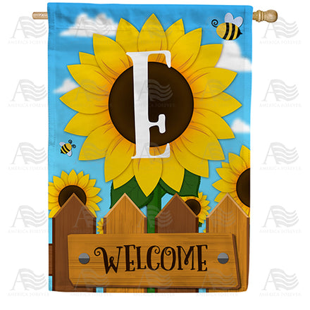 America Forever Sunflower Welcome Monogram House Flag