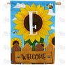 America Forever Sunflower Welcome Monogram House Flag