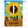 America Forever Sunflower Welcome Monogram House Flag
