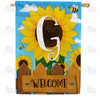 America Forever Sunflower Welcome Monogram House Flag