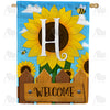 America Forever Sunflower Welcome Monogram House Flag